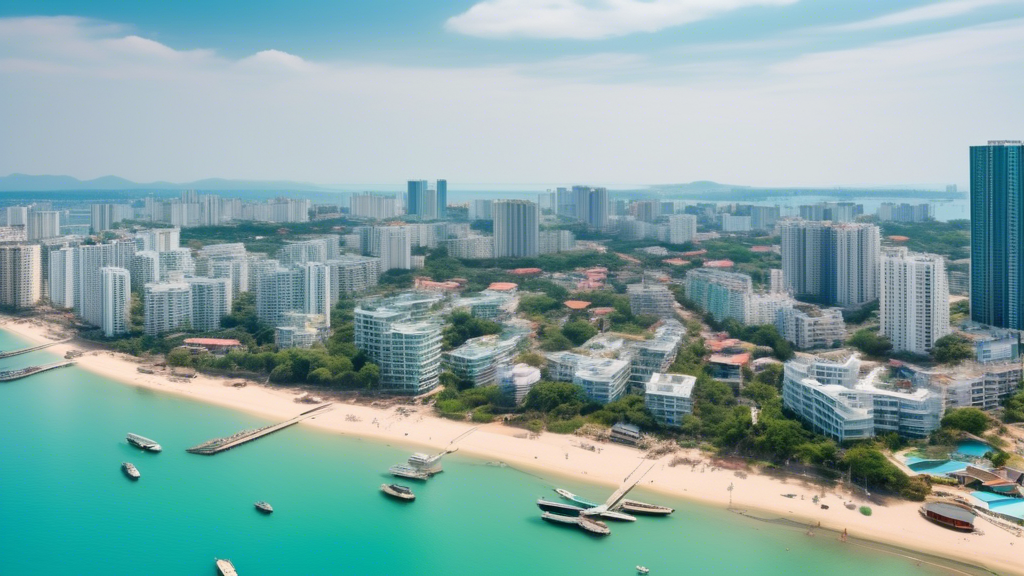 Here's a DALL-E prompt for an image related to this article:nnAerial view of East Coast Pattaya, Thailand, showcasing modern beachfront condominiums, luxury villas, and palm-lined streets against a backdrop of pristine beaches and turquoise waters. The scene should capture the mix of new development and natural beauty, with cranes and construction sites visible alongside established resorts and lush tropical vegetation.