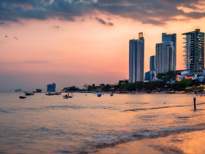 Here's a DALL-E prompt for an image related to this article:nnA vibrant, modern beachfront skyline of Pattaya, Thailand, with high-rise condominiums and hotels against a sunset sky. In the foreground, a 'For Rent' sign in English and Thai, with a set of keys dangling from it, symbolizing the booming rental property market.