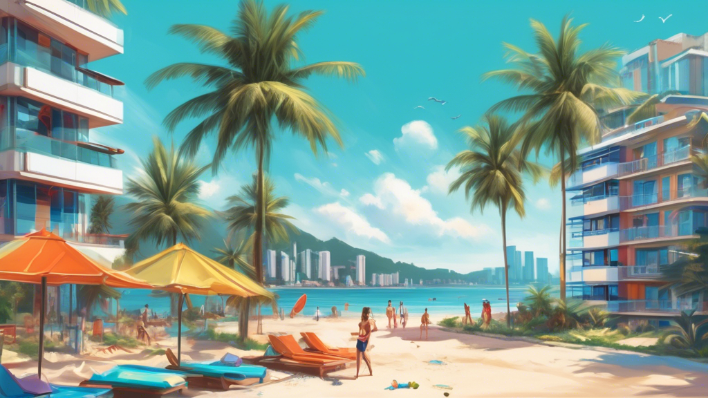 Here's a DALL-E prompt for an image related to this article:nnA sunny beachfront view in Pattaya, Thailand, with modern, colorful apartment buildings in the foreground. Palm trees line the beach, and a few people are visible relaxing on the sand. The clear blue sky and turquoise water create a tropical paradise atmosphere.