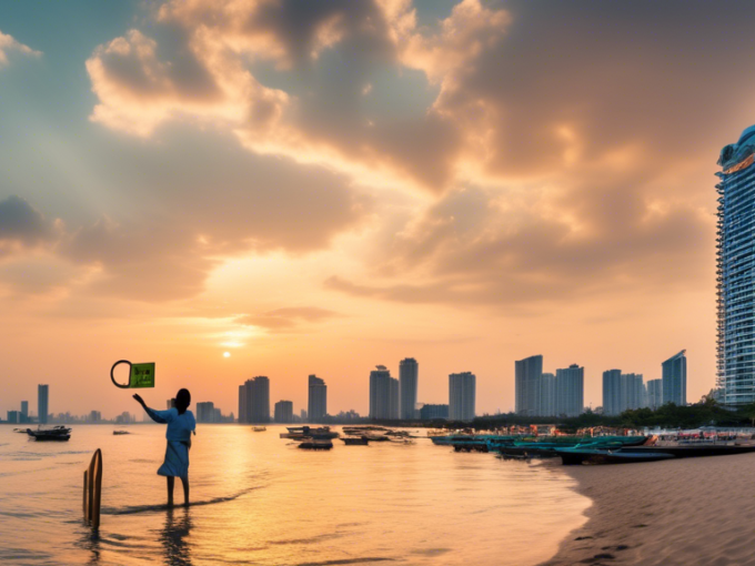 Here's a DALL-E prompt for an image related to this article:nnA panoramic view of Pattaya's skyline at sunset, showcasing modern high-rise condominiums and luxurious beachfront properties along the coastline. In the foreground, a 'For Sale' sign with Thai baht symbols, and a hand holding a set of keys, symbolizing real estate investment opportunities.